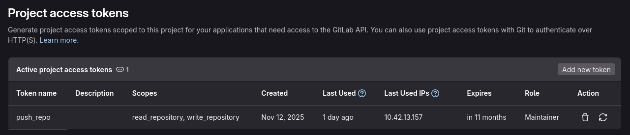 GitLab Project Access Token