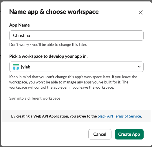 Name and workspace