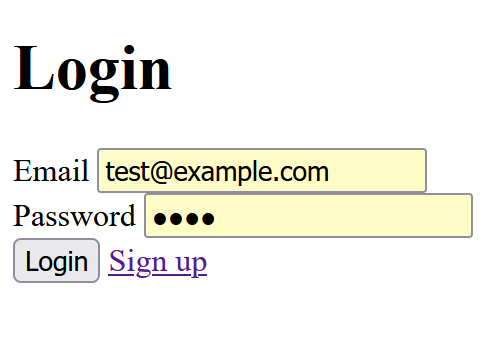 The login page