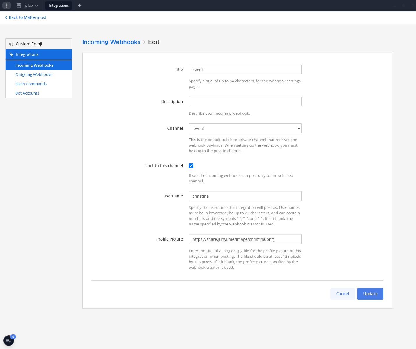 Webhook configuration