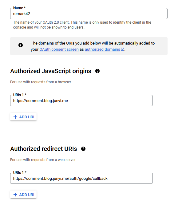 Google OAuth client