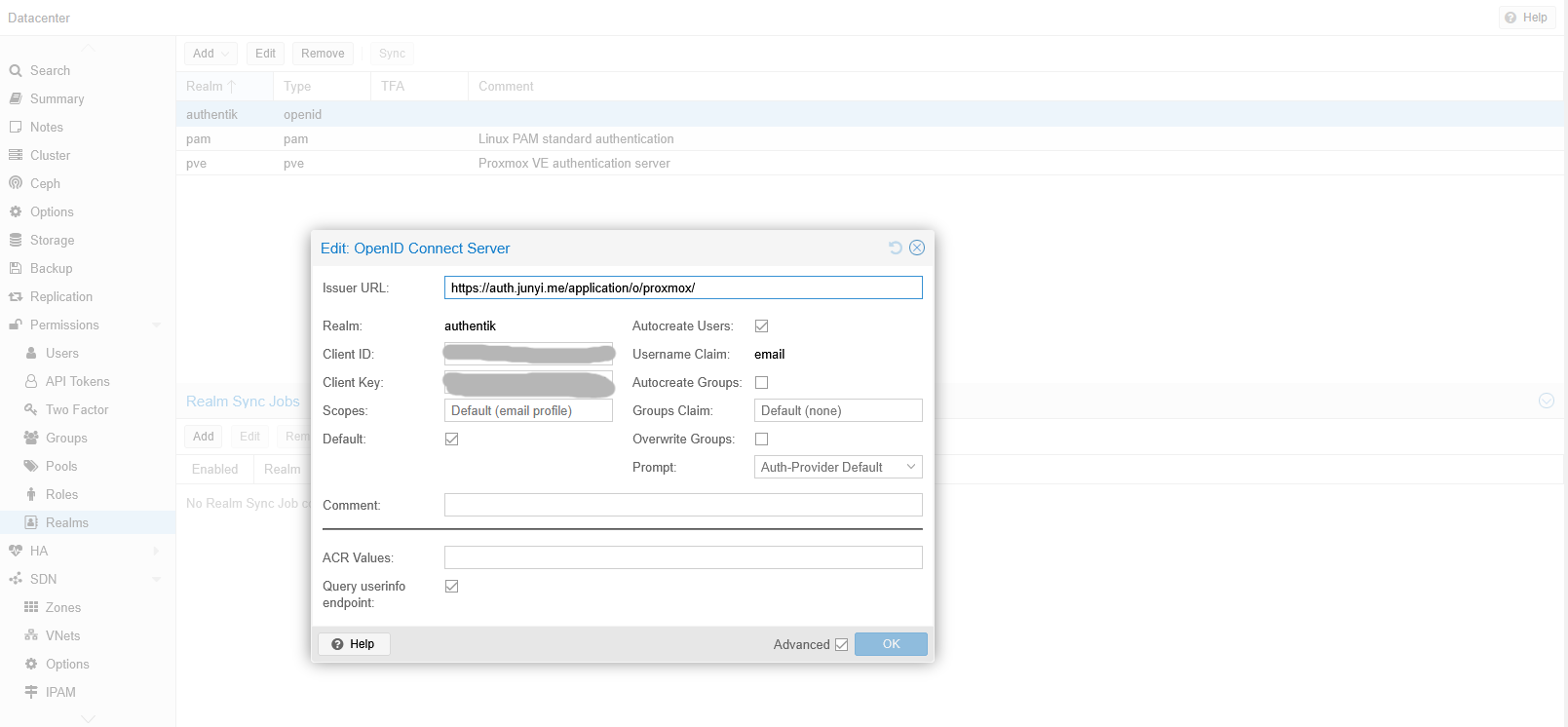 Proxmox OIDC Realm